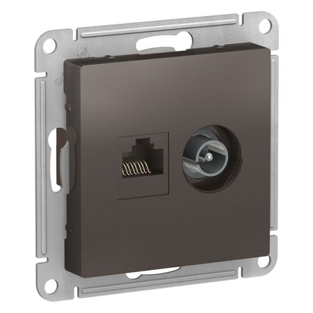 розетка двойная телевизионная и компьютерная Atlas Design RJ45+tv категория 5е мокко