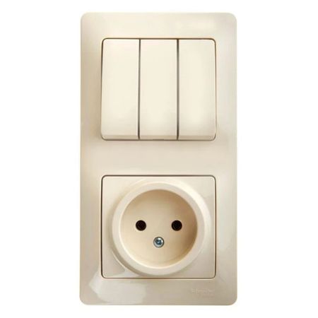 блок 3-клавишный выключатель и розетка SYSTEME ELECTRIC Glossa б/з бежевый блок 3 клавишный выключатель и розетка schneider electric glossa c з
