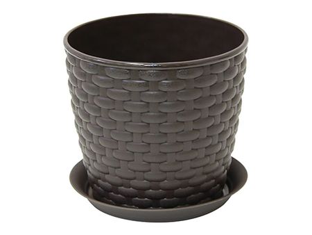 горшок с поддоном Ротанг 1л d13,5см h12см темно-коричневый пластик нож apollo genio nero steel 12см универсальный нерж с антибакт покр пластик