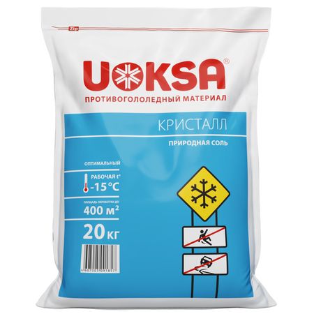 реагент противогололедный UOKSA Кристалл -15°C 20кг лабрадорит синий кристалл ebet