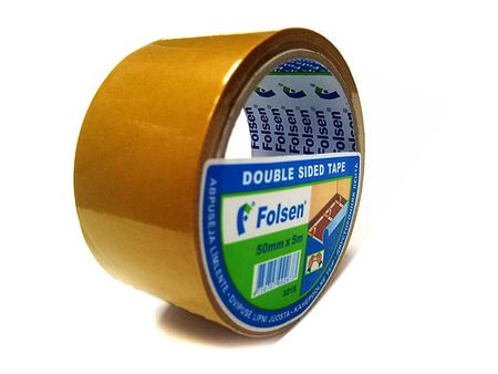 лента клейкая двусторонняя FOLSEN ткань 50ммх5м, арт.03215505 лента клейкая двусторонняя folsen пп 50ммх5м арт 03111505