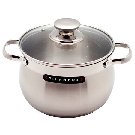 кастрюля SILAMPOS Роял 5л 22см нерж.сталь стеклянная крышка индукция