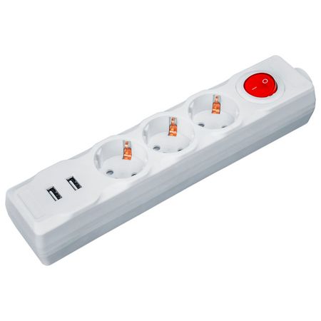 удлинитель c usb NAVIGATOR npe USB-03-180-esc-3X1 с/з выкл 3 гнезда 1,8м 2,1A разъемы для гитары tlzwla 6 35 мм