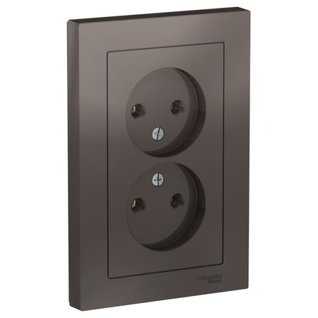 розетка 2 поста Atlas Design б/з в сборе мокко