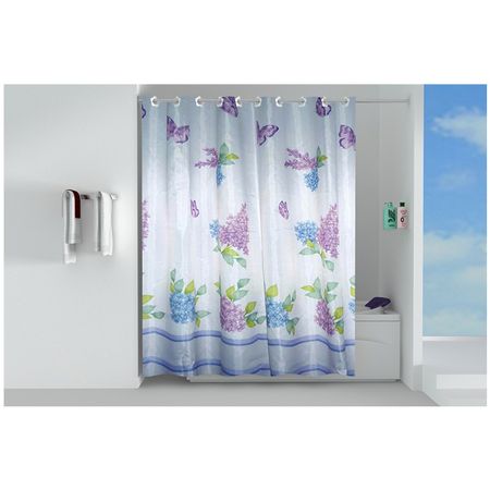 занавеска для ванной OFELIS сирень 180х200см полиэстер белая шифоновая занавеска тияна белая