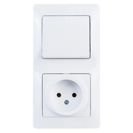 блок 1-клавишный выключатель и розетка SYSTEME ELECTRIC Glossa б/з белый блок 3 клавишный выключатель и розетка schneider electric glossa c з