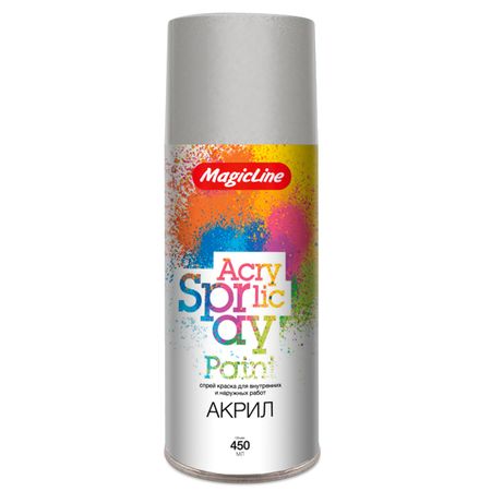 краска аэрозольная MAGIC LINE акриловая 265г cеребряная #100, арт.ML100
