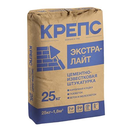 штукатурка цементная для внутр. и наруж.работ КРЕПС Экстра-Лайт универс. 25кг ранавексим пор наруж 10 гр
