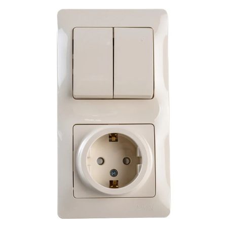 блок 2-клавишный выключатель и розетка SYSTEME ELECTRIC Glossa c/з бежевый блок 3 клавишный выключатель и розетка schneider electric glossa c з