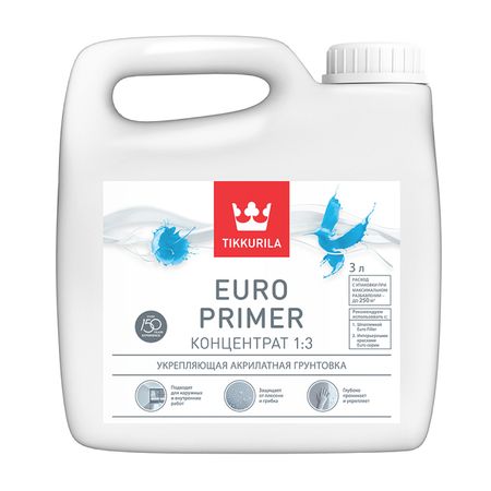 грунтовка TIKKURILA Euro Primer акрилатная 3 л, арт.700001238