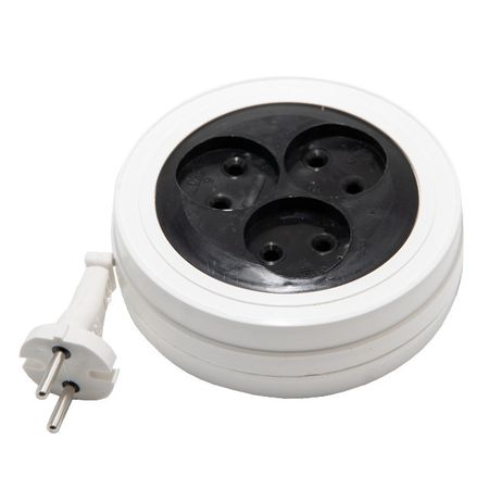 удлинитель РЕАЛЬНАЯ ЭЛЕКТРИКА 3м 3-местный б/з круглый рулетка УЗ-3 черно-белый черно белый для подушки nordic 30x50 см