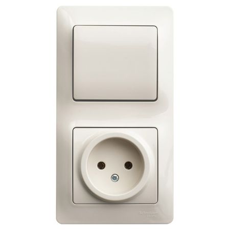 блок 1-клавишный выключатель и розетка SYSTEME ELECTRIC Glossa б/з бежевый блок 3 клавишный выключатель и розетка schneider electric glossa c з