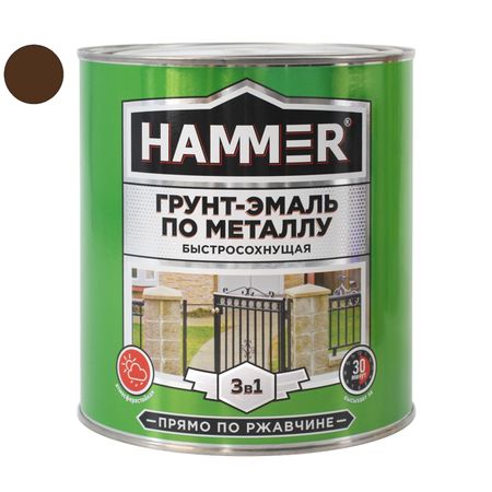 грунт-эмаль по металлу HAMMER 2,7кг шоколадная, арт.ЭК000132856 алюминиевые банки для чая ziting 100г