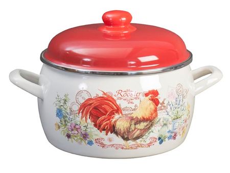 кастрюля METROT Золотой петушок 5,3л 22см эмал. сталь с крышкой ошейники шлейки yami yami амуниция шлейка светоотражающая фиолетовая 10мм 15 22см 30 40см я031111фиолет фиолет