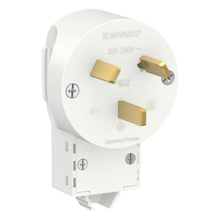 вилка BLANCA для электроплит однофазная 2р+n 32а 250В белый угловой патрон e27 алюминиевый белый 6а 250в usbo