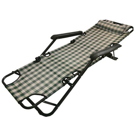 кресло-шезлонг складной 153х60х80см клетка зелено-бежевый
