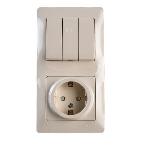 блок 3-клавишный выключатель и розетка SYSTEME ELECTRIC Glossa c/з бежевый блок 3 клавишный выключатель и розетка schneider electric glossa c з