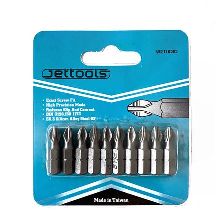 бита JETTOOLS PH2 25мм магнитная 10шт