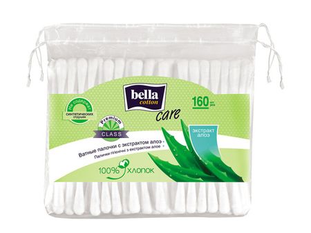 палочки гигиенические BELLA Сare 160шт с экстрактом алое, п/э палочки гигиенические рыжий кот 100шт полиэтилен