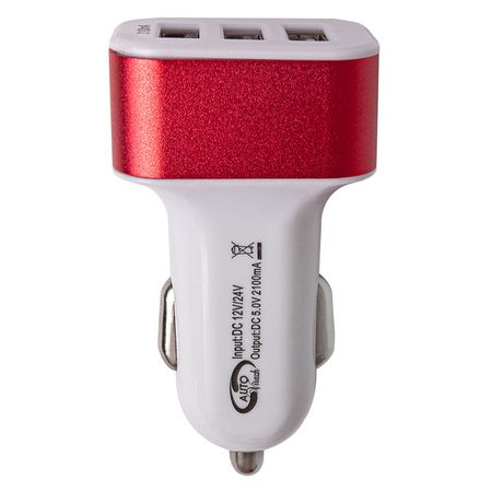 разветвитель прикуривателя AUTOVIRAZH 2,1А 3 гнезда USB разветвитель эра 2 гнезда 2 usb 2400ma б з 10а белый