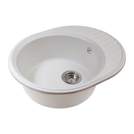 мойка врезная овальная 620х510х190мм кварц белая гидравлическая штамповка овальная форма овальная форма гидравлическая штамповка ручная штамповка штамповка