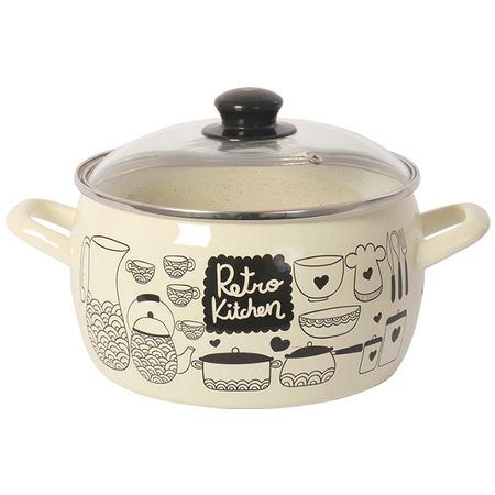 кастрюля METROT Ретро 2,4л 16см эмал.сталь с крышкой ковш metrot одуванчик 1 6л 16см эмал   без крышки