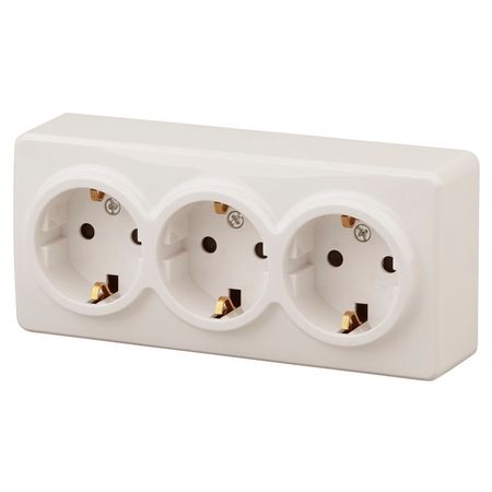 розетка 3 поста Эра Эксперт с/з слоновая кость