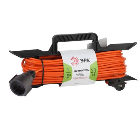 удлинитель на рамке ЭРА 20м 1-местный б/з 6А IP44 2х0,75мм ПВС оранжевый удлинитель 3м 3 местный б з 2х0 75мм кв