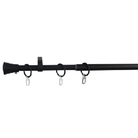 карниз телескоп. 1-рядный UGO LOKS 160-300см 19мм черный матовый наконечник конус, арт.580964