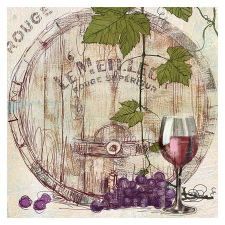 постер БОЧКА С ВИНОМ канвас 300х300мм современный печатный постер на холсте