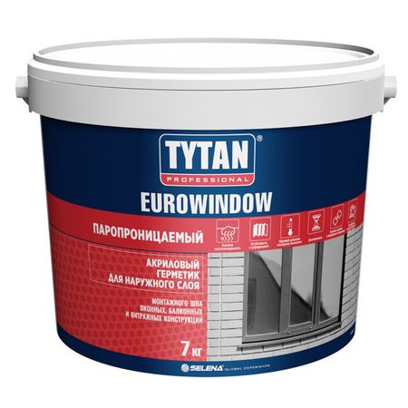 герметик акриловый TYTAN Professional Eurowindow паропроницаемый 7кг белый, арт.18249 герметик акриловый tytan euro line 280мл белый арт 95206