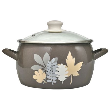 кастрюля METROT Осенняя соната 3,3л 18см эмал.сталь с крышкой искусственная осенняя гирлянда из кленовых листьев с подсолнухами