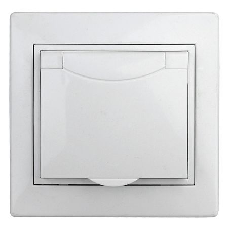 розетка 1 пост INTRO Plano с заземлением с крышкой белый