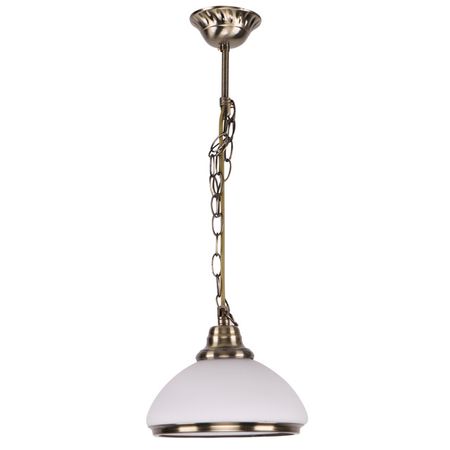 светильник подвесной DE FRAN Марианна Е27 1х60Вт стекло белый + цепь шар maxijoy блестящий 100мм стекло белый