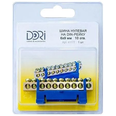 шина нулевая DORI на DIN-рейку 10 отверстий 1шт шина нулевая dori на 2 х угловых изоляторах 8 отверстий 1шт