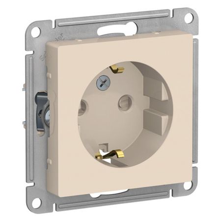 розетка 1 пост SYSTEME ELECTRIC Atlas Design с/з с/ш бежевый розетка 1 пост atlas design с з со шторками белый