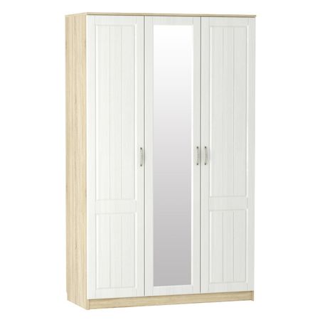 шкаф ОЛИВИЯ 3 двери 1350х584х2198мм белое дерево/дуб сонома кровать оливия 2042х946х700мм белое дерево дуб сонома