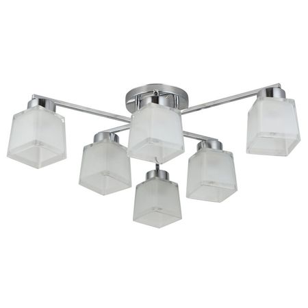 люстра потолочная SCHAFFNER Choza E27 6х60Вт стекло металл хром