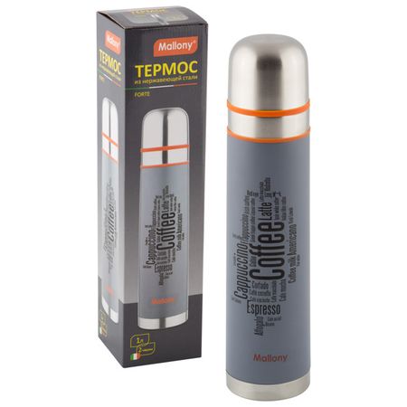 термос MALLONY Forte 1л нерж.сталь, пластик, силикон накладка white diamonds sparkle case для apple iphone x xs пластик силикон