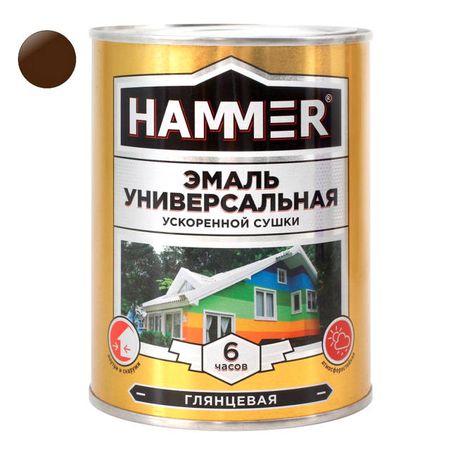 эмаль алкидная HAMMER ускоренной сушки 0,9кг шоколадная, арт.ЭК000135038 эмаль алкидная декор патина престиж 0 2л натур золото арт эк000129863