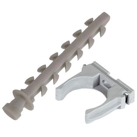 клипса для крепления труб D16мм 8х50мм с дюбелем 15шт серый клипса для крепления труб d20мм 8х50мм с дюбелем 10шт серый