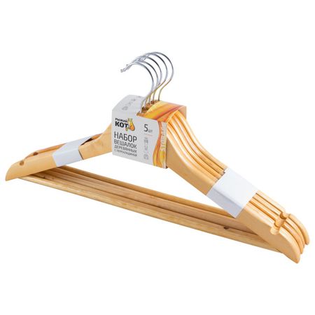 набор вешалок РЫЖИЙ КОТ 5шт 45см универсальные дерево с выемками вешалка рыжий кот 45см универсальная дерево с выемками белый