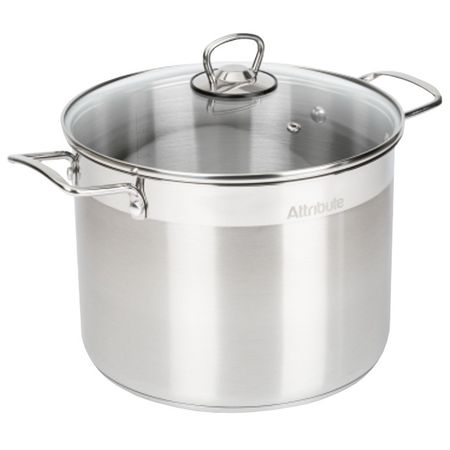 кастрюля ATTRIBUTE Master Chef 8л 24см нерж.сталь стеклянная  крышка индукция терка mallony nimbus 24см плоская без поддона нерж