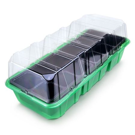 минипарник на подоконник 39х16х7,5см 2 вставки зелёный с крышкой