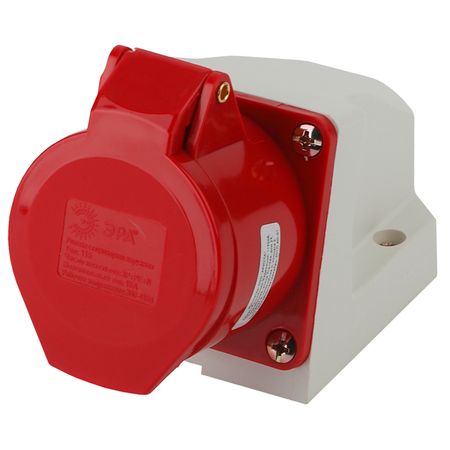 розетка силовая стационарная ЭРА 3Р+Е+N 16А 380В IP44 красный розетка силовая стационарная эра 3р е n 16а 380в ip44 красный