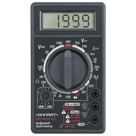 мультиметр ОНЛАЙТ 6LR61 цифровой 8 функций со встроенным генератором черный мультиметр navigator 6lr61 цифровой 8 функций оранжевый