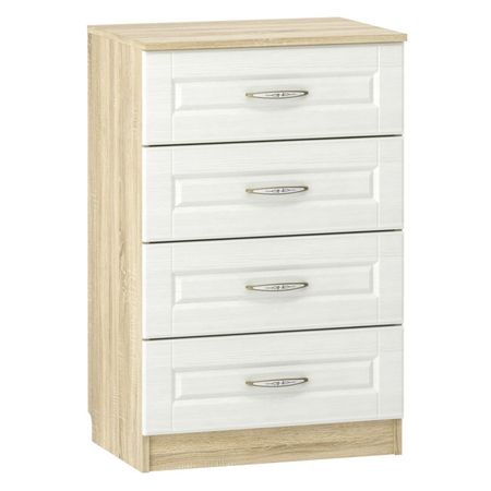 комод ОЛИВИЯ 602х420х928мм белое дерево/дуб сонома кровать оливия 2042х946х700мм белое дерево дуб сонома