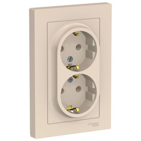 розетка 2 поста SYSTEME ELECTRIC Atlas Design с/з бежевый