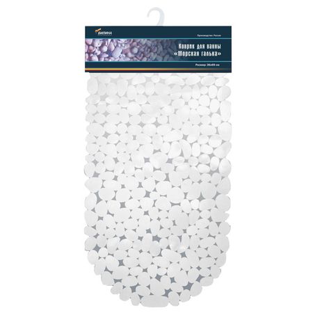 коврик для ванны Морская галька 36х69см антискользящий белый коврик для ванны морская галька 36х69см антискользящий