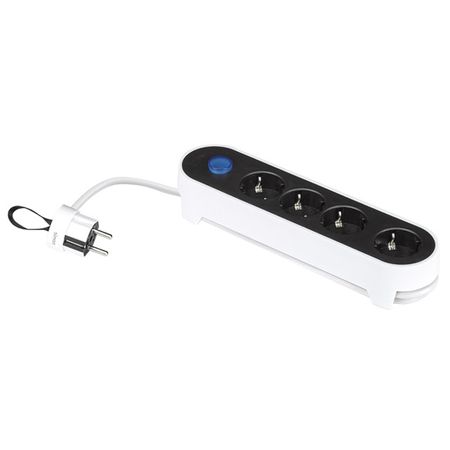 удлинитель SIMON BRICO 4-местный 1,4м с выключателем IP20 черно-белый черно белый для подушки nordic 30x50 см